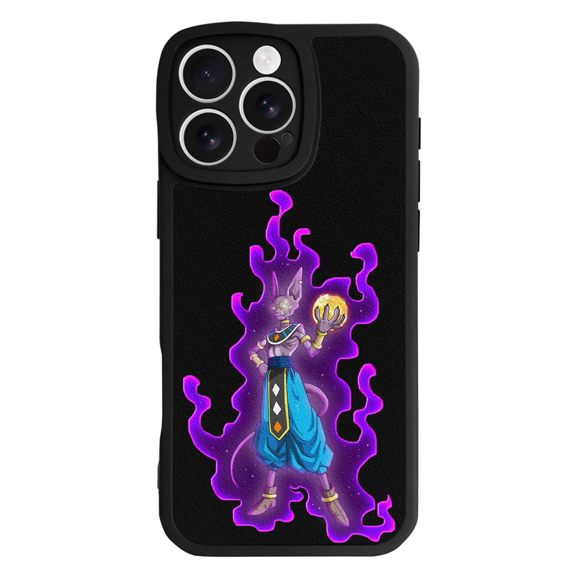（画像用） ドラゴンボール ビルス 破壊神ビルス DRAGON BALL Beerus Birusu 【iPhone 16シリーズ対応】シリコンスマホケース（レザー調） 材質：シリコン